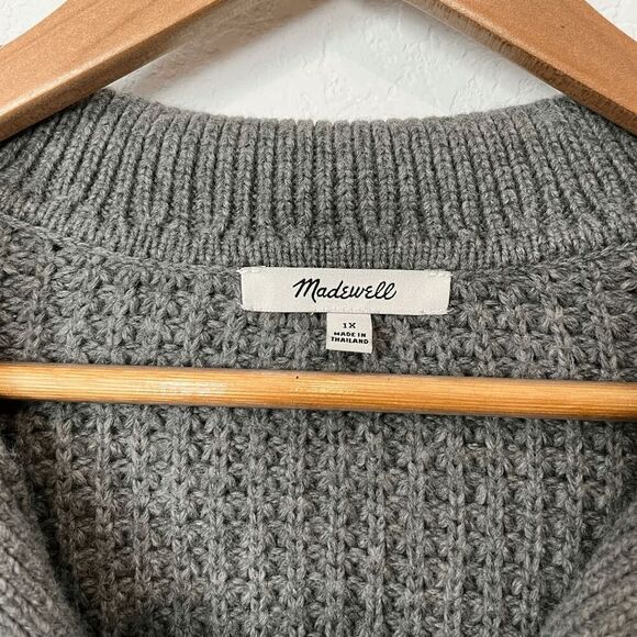Madewell Waffle-Knit Henley Sweater - Grey - 1X - Picture 7 of 8